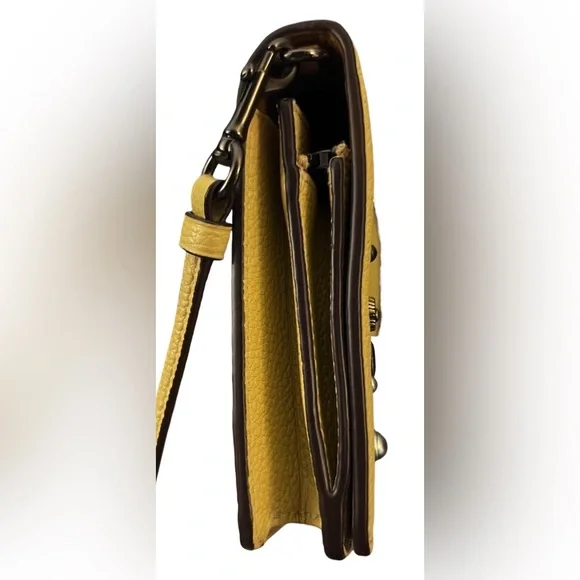 Coach Hayden Foldover Crossbody Yellow Clutch w/ Prairie Rivets - Picture 13 of 14